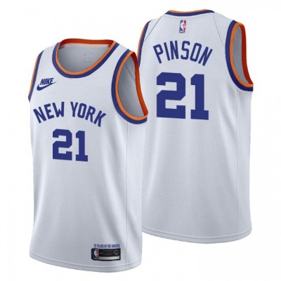 New York Knicks #21 Theo Pinson Men's Nike Releases Classic Edition NBA 75th Anniversary Jersey White Men's